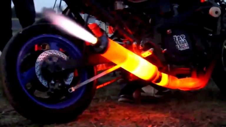 Flames Out of Exhaust Motorcycle