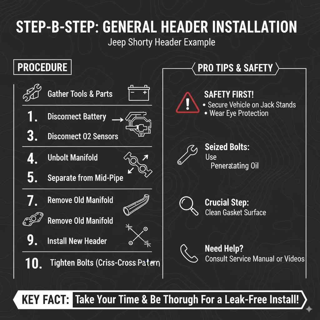 General Header Installation (Shorty Header Example for Simplicity)