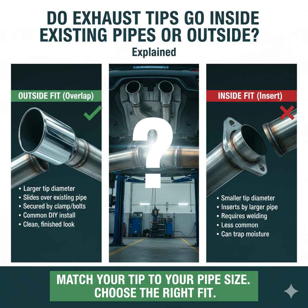Do Exhaust Tips Go Inside Existing Pipes or Outside? Explained