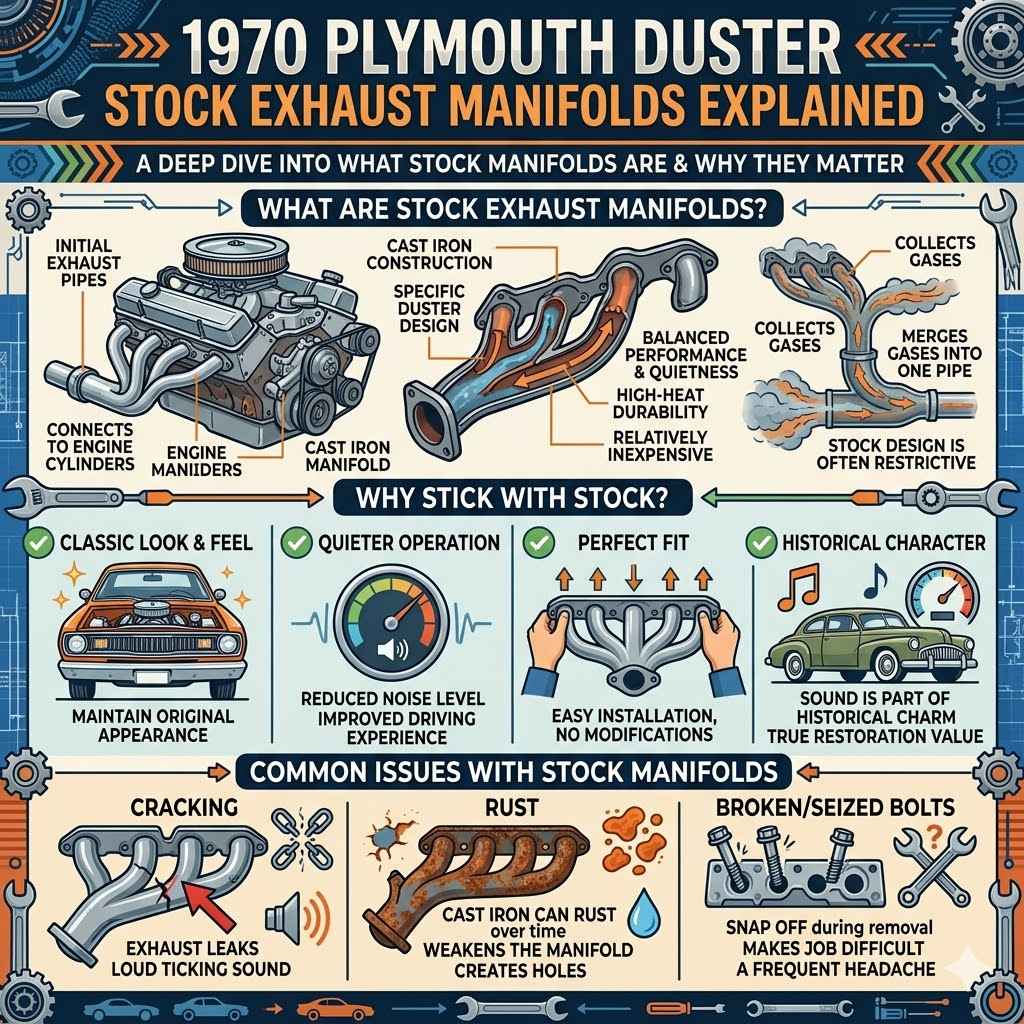 1970 Plymouth Duster Stock Exhaust Manifolds Explained