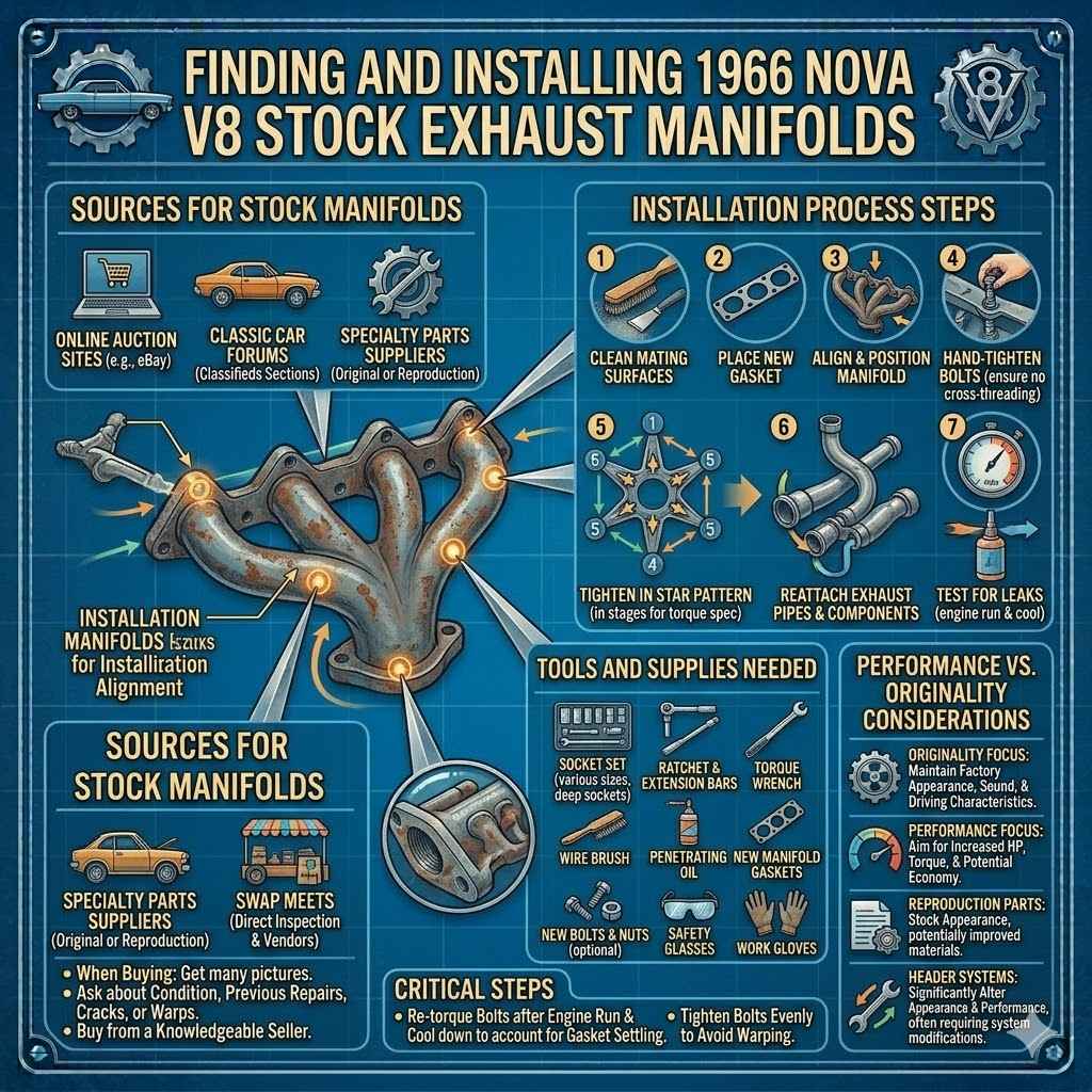 Finding and Installing 1966 Nova V8 Stock Exhaust Manifolds