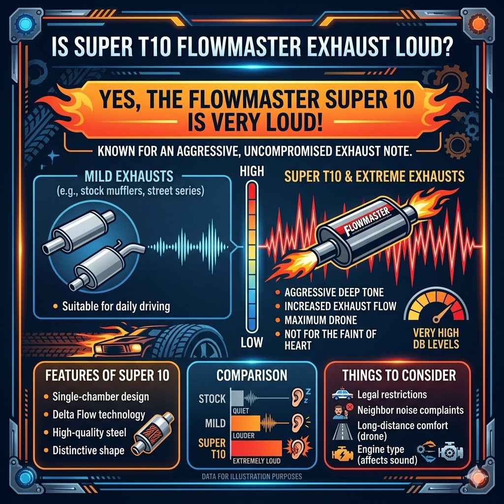 Is Super T10 Flowmaster Exhaust Loud?
