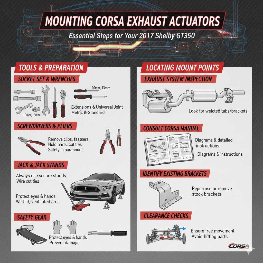 Mounting Corsa Exhaust Actuators Shelby GT350