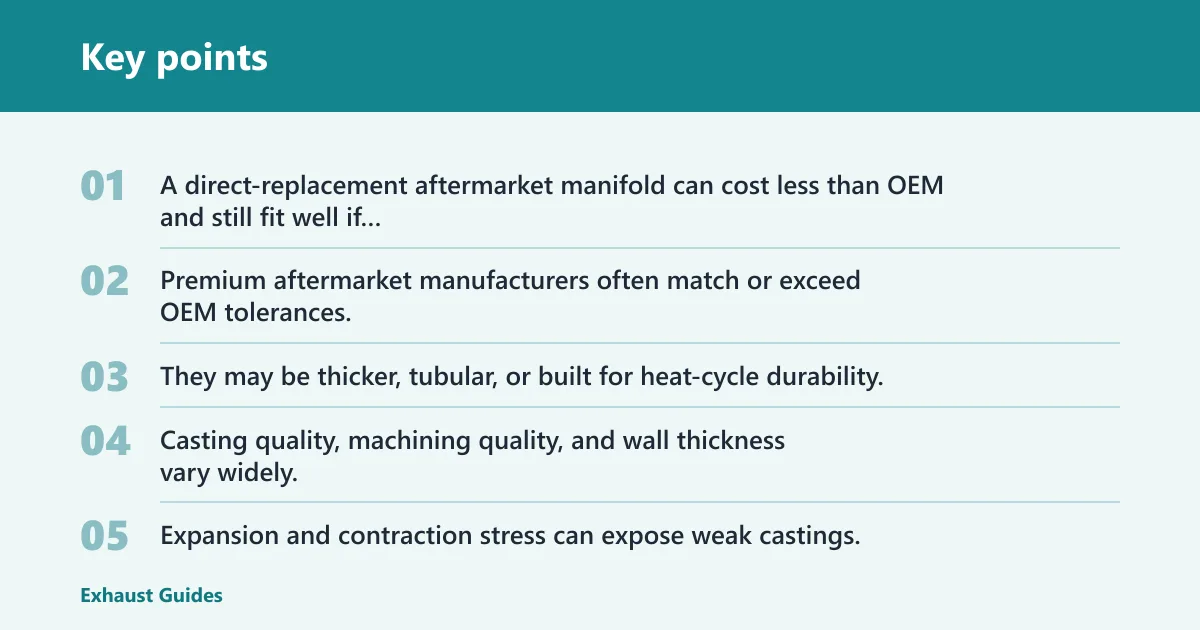 Key points: Aftermarket exhaust manifold: what changes