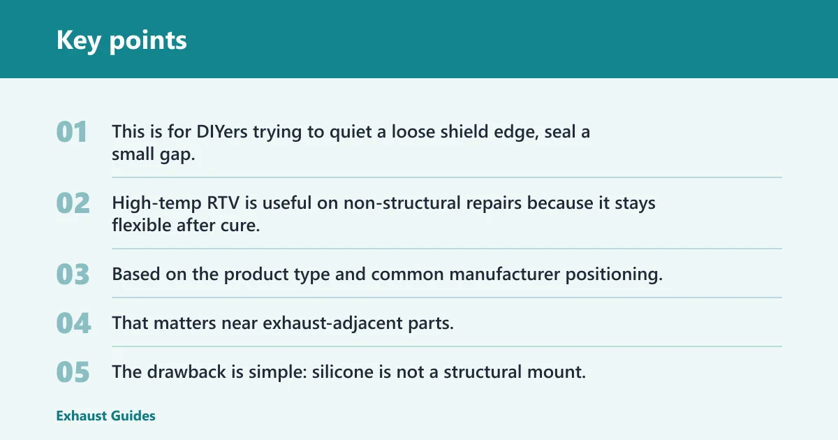 Key points: Permatex 81878 Ultra Copper RTV silicone: best for non-structural gaps