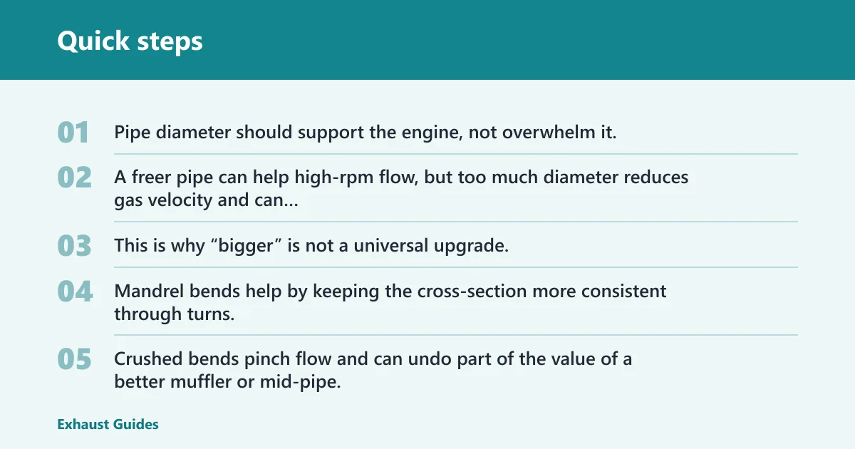 Quick steps: How do pipe size, cats, and manifolds change the result?
