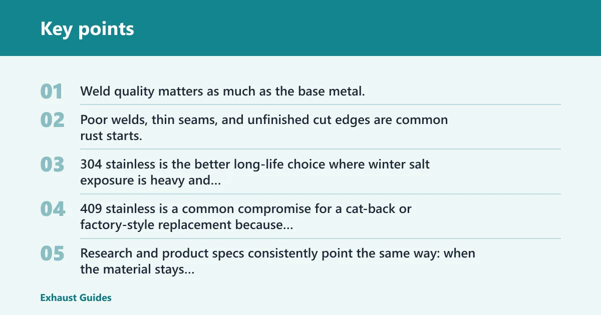 Key points: Stainless steel exhaust systems: best for long winter life