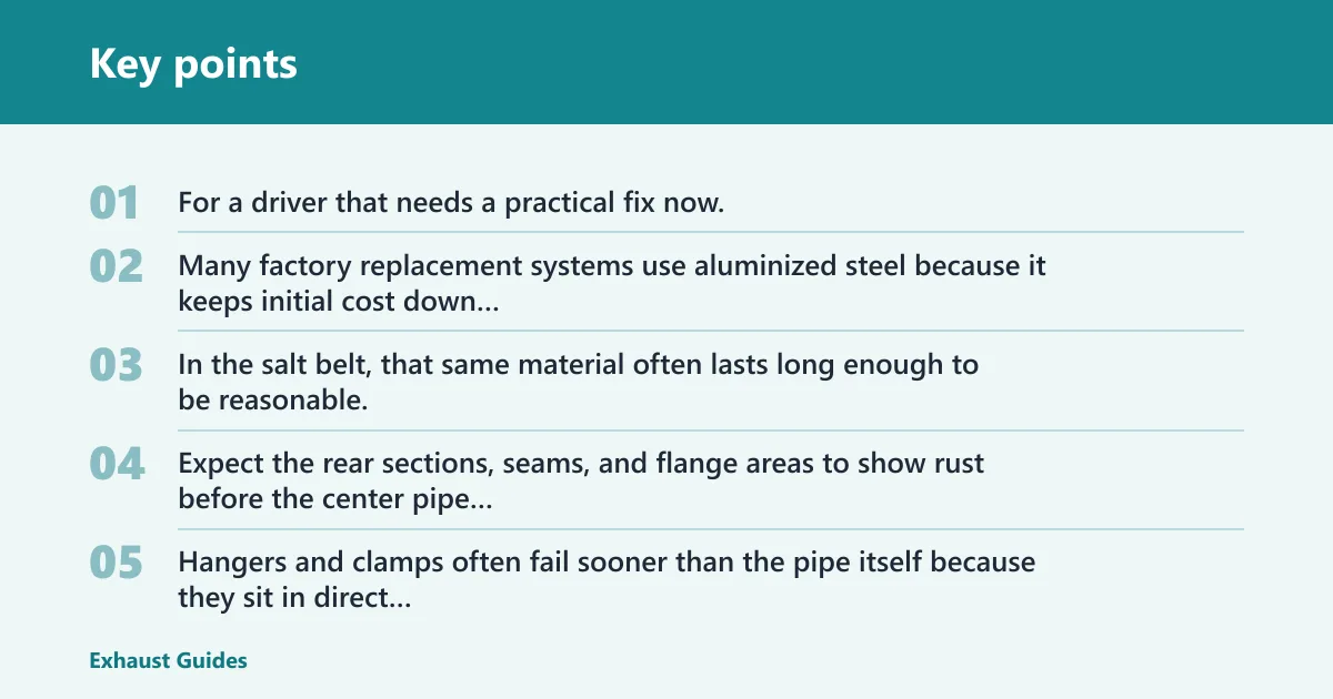 Key points: Aluminized steel exhaust systems: best budget replacement