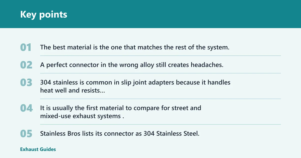 Key points: 304 stainless, 316 stainless, or titanium?