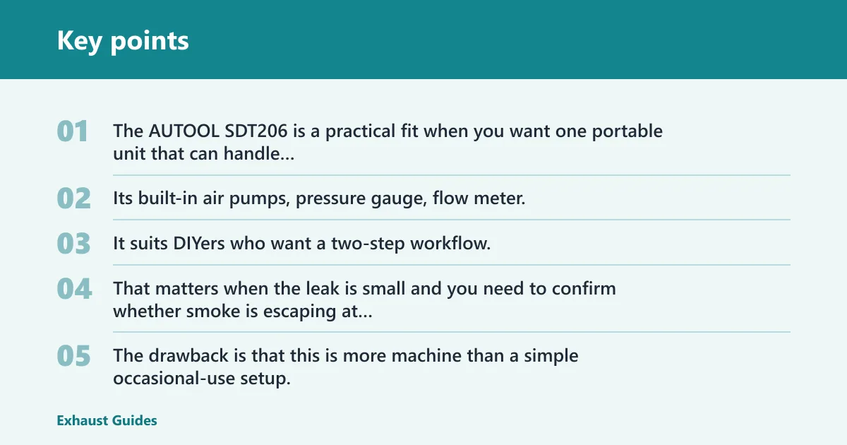 Key points: AUTOOL SDT206: best for DIY exhaust leaks