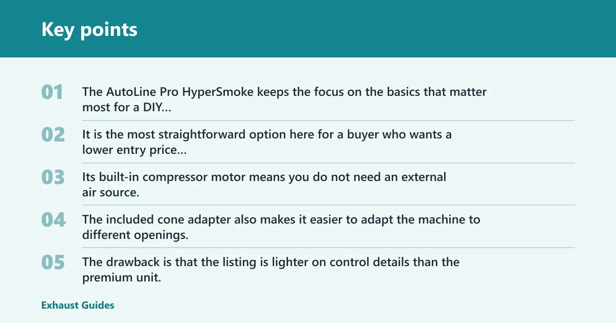 Key points: AutoLine Pro HyperSmoke: best for value buyers
