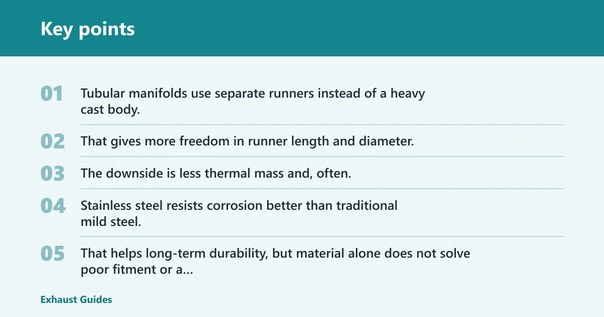 Key points: Are tubular manifolds better for low-end torque?