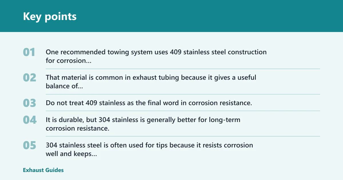 Key points: Stainless steel vs. aluminized steel for tow rigs