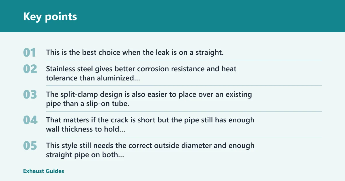 Key points: Stainless split-clamp sleeve: best overall