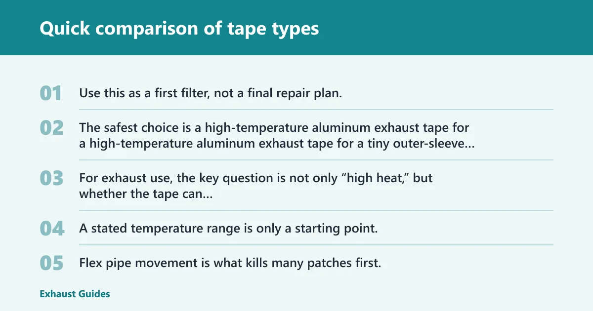 Steps: Quick comparison of tape types