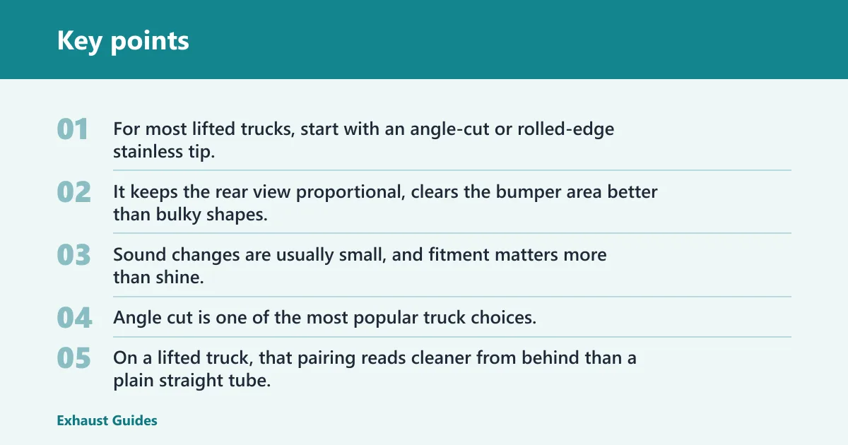 Key points: Best exhaust tip styles for lifted trucks