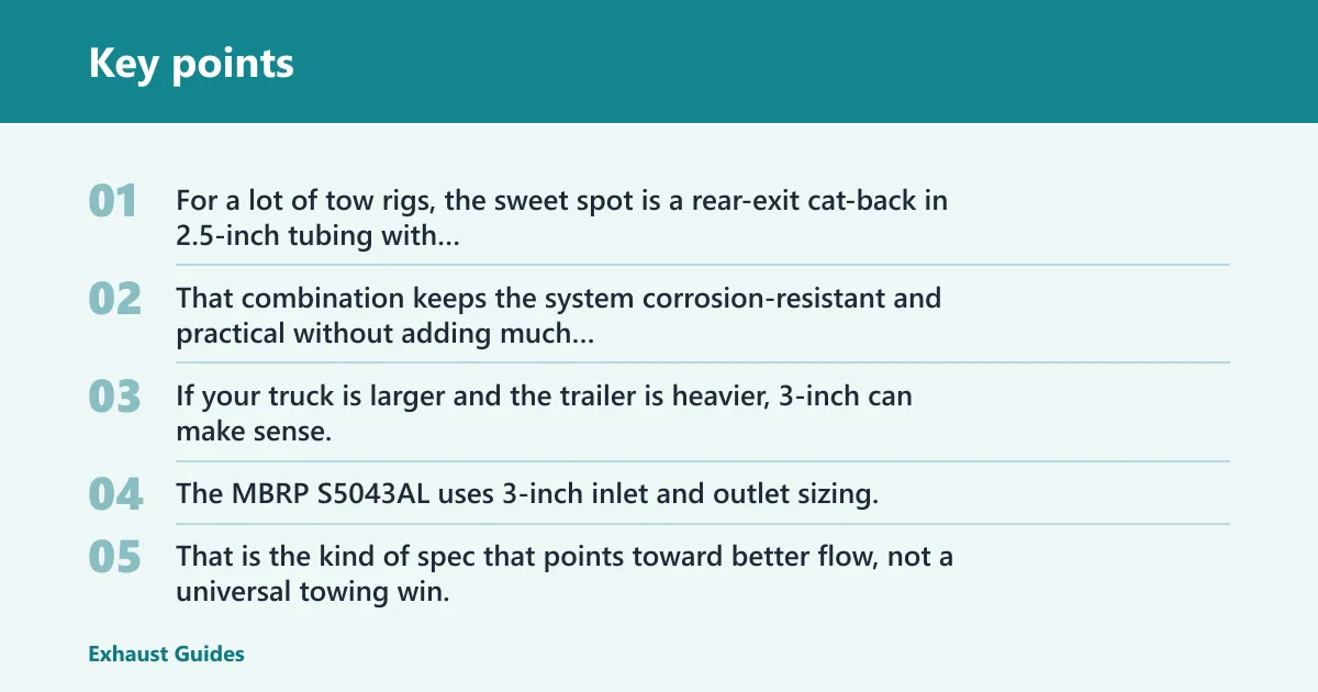 Key points: Towing exhaust decision matrix