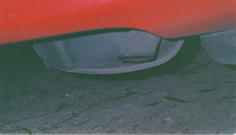 Sports sedan with aftermarket exhaust parked on a suburban road at golden hour