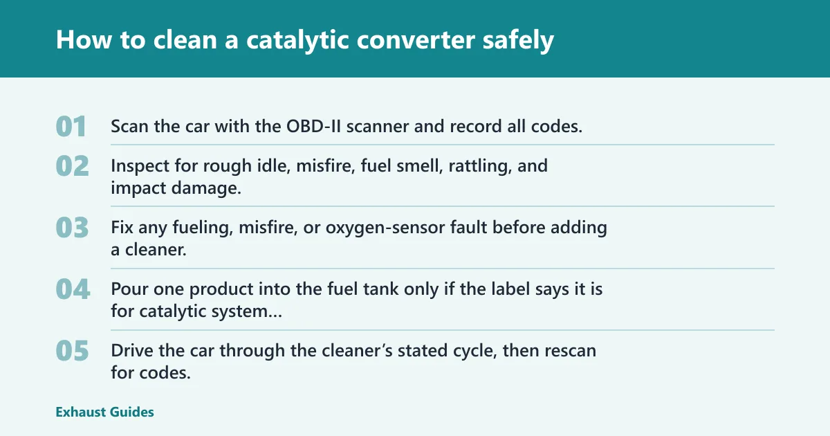Steps: How to clean a catalytic converter safely