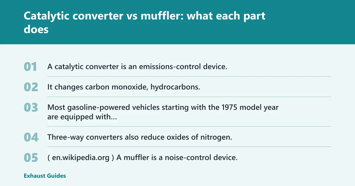 Steps: Catalytic converter vs muffler: what each part does