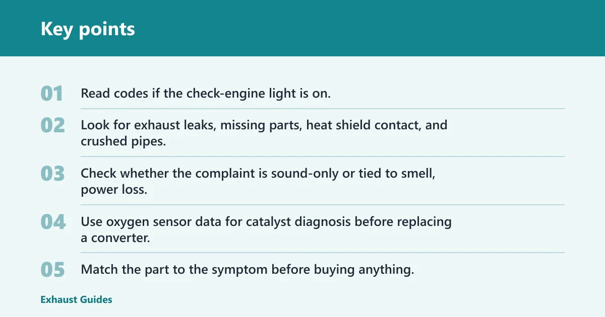Key points: Proof asset: symptom-to-part decision matrix