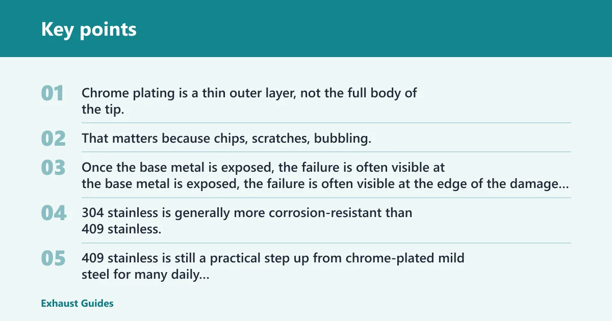 Key points: What is the difference between chrome and stainless steel on exhaust tips?