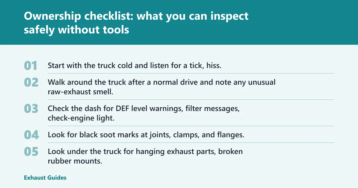 Steps: Ownership checklist: what you can inspect safely without tools
