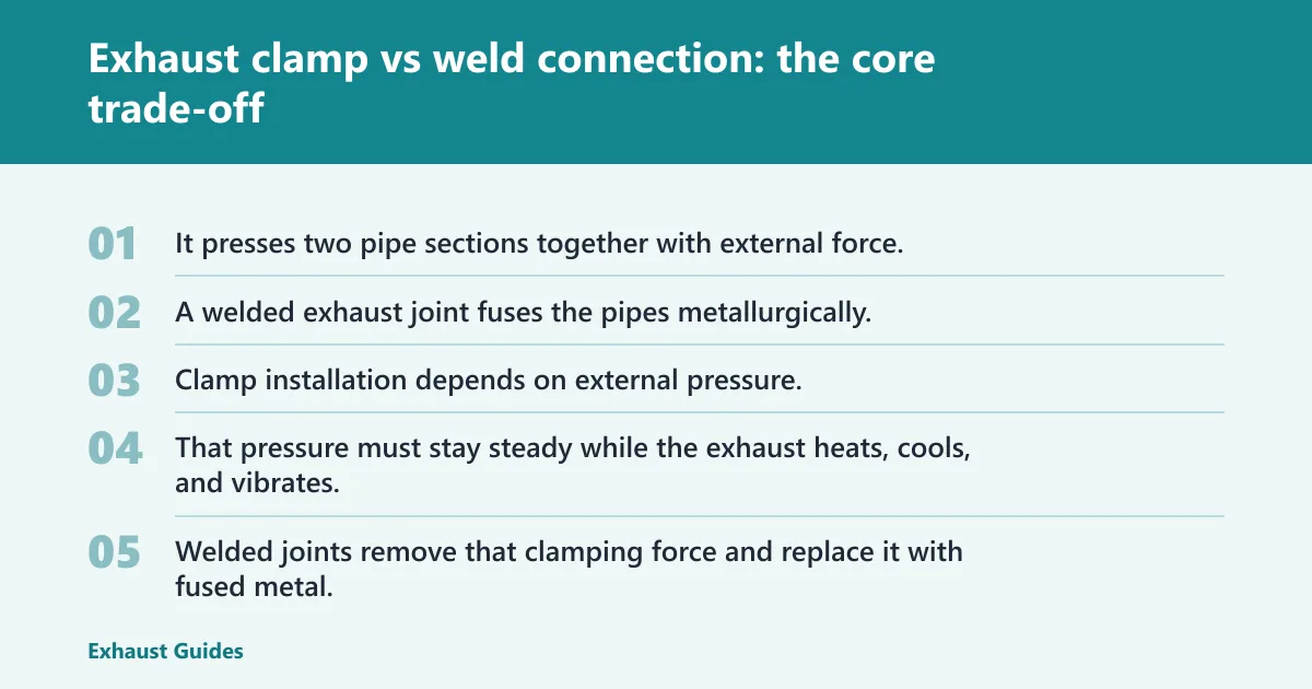 Steps: Exhaust clamp vs weld connection: the core trade-off