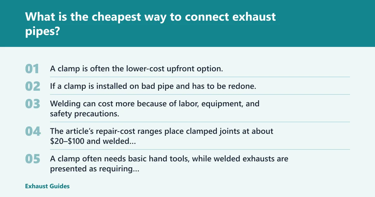 Steps: What is the cheapest way to connect exhaust pipes?