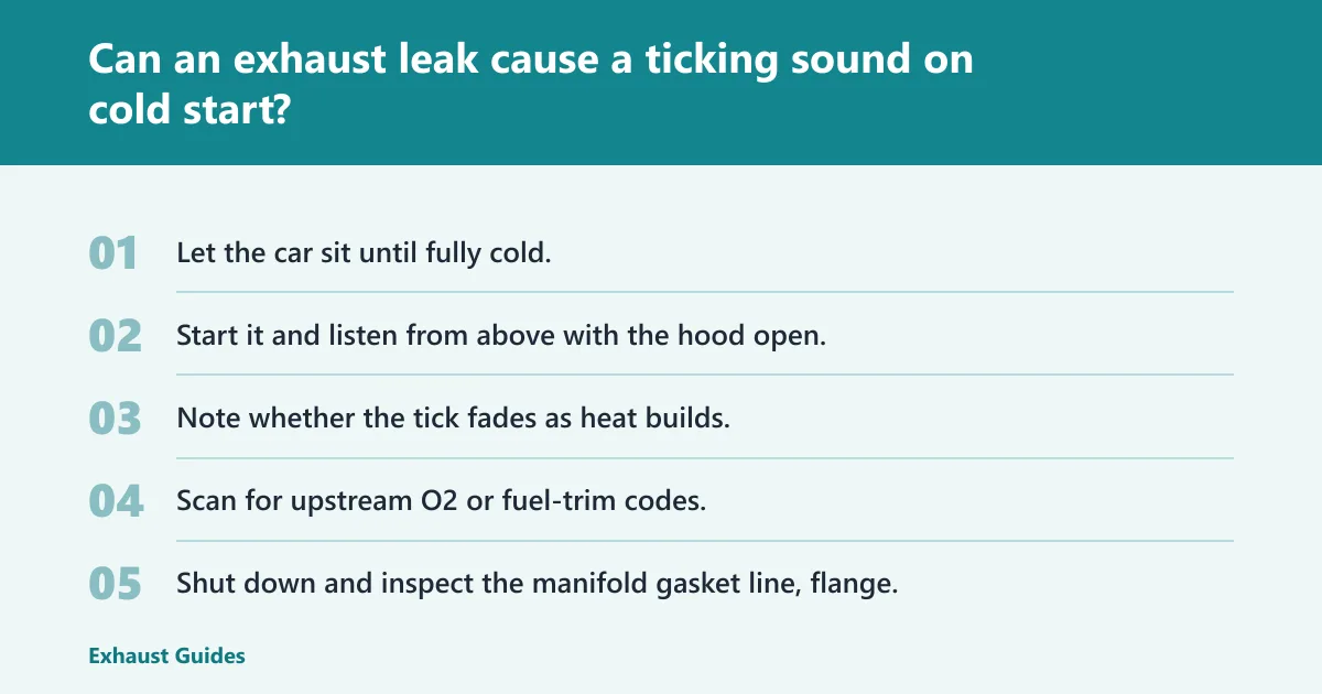 Steps: Can an exhaust leak cause a ticking sound on cold start?