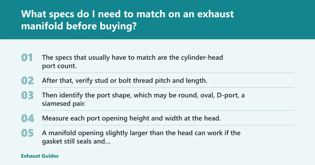 Steps: What specs do I need to match on an exhaust manifold before buying?