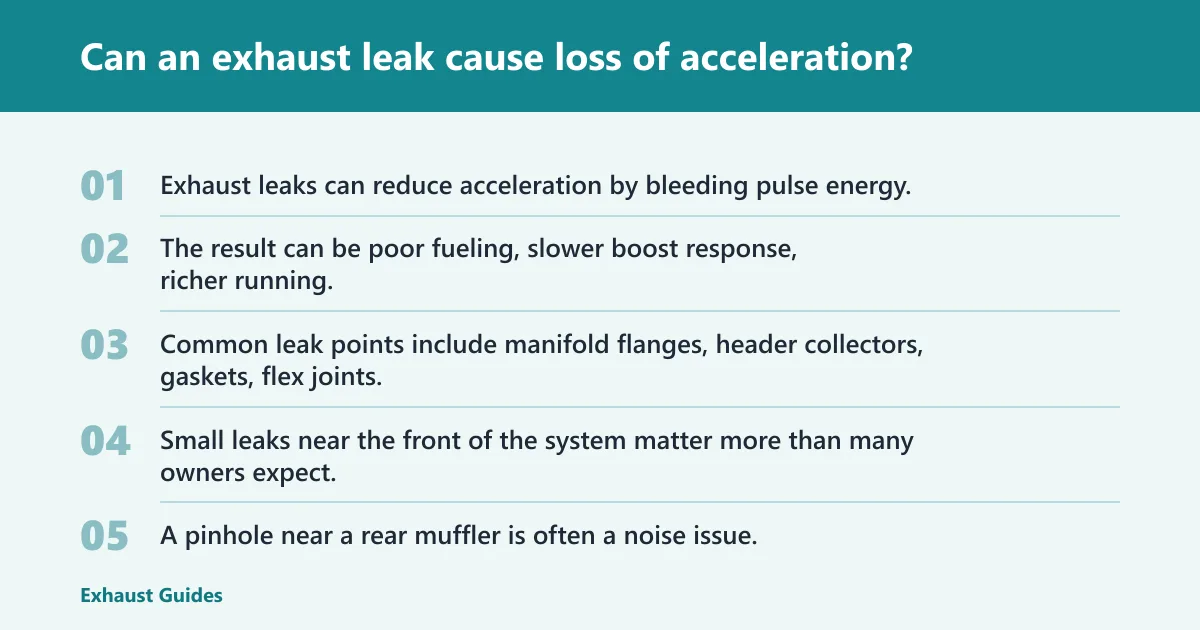 Steps: Can an exhaust leak cause loss of acceleration?