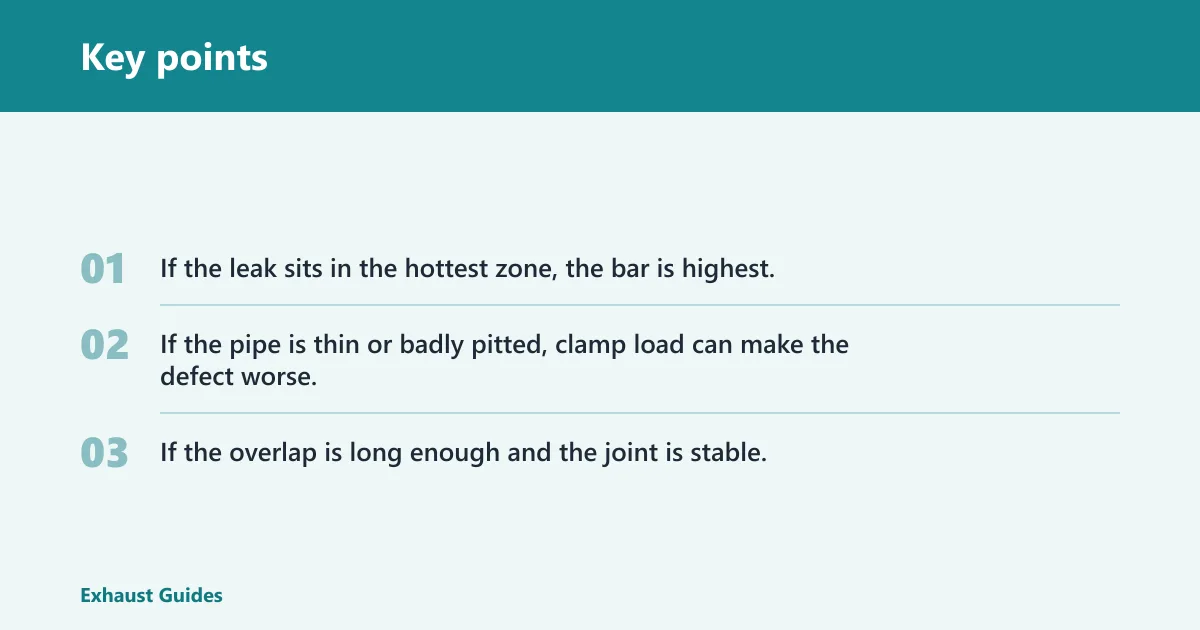 Key points: Decision table: leak type, pipe condition, and repair choice