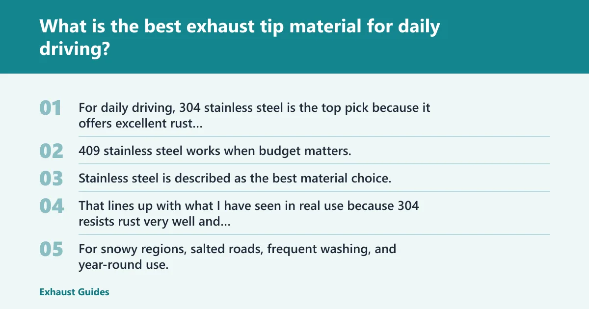 Steps: What is the best exhaust tip material for daily driving?