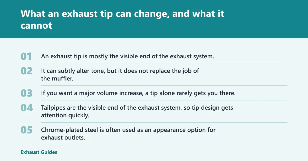 Steps: What an exhaust tip can change, and what it cannot