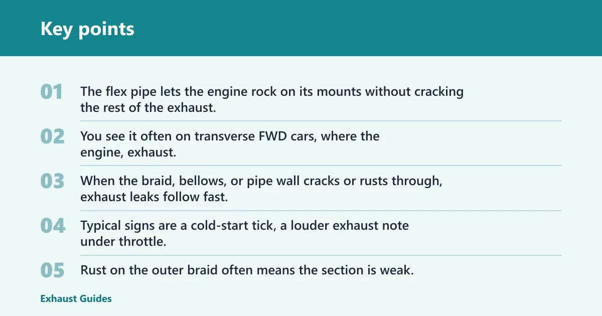 Key points: What a flex pipe does and why it fails