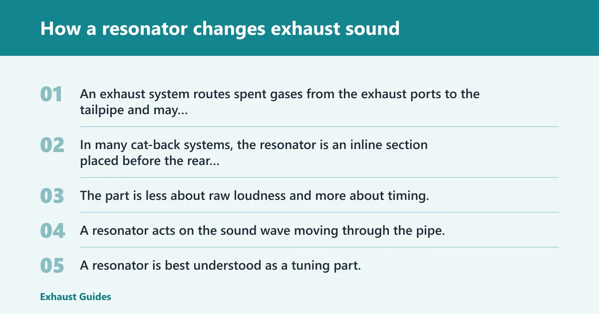 Steps: How a resonator changes exhaust sound