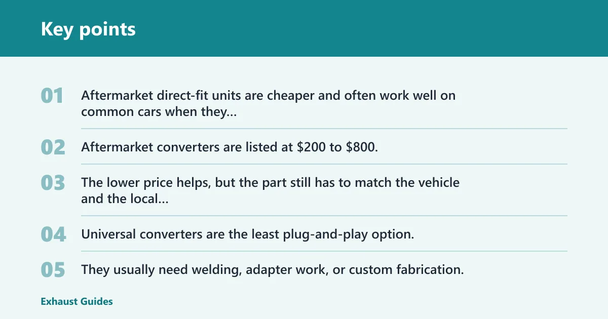 Key points: OEM, aftermarket, or universal?