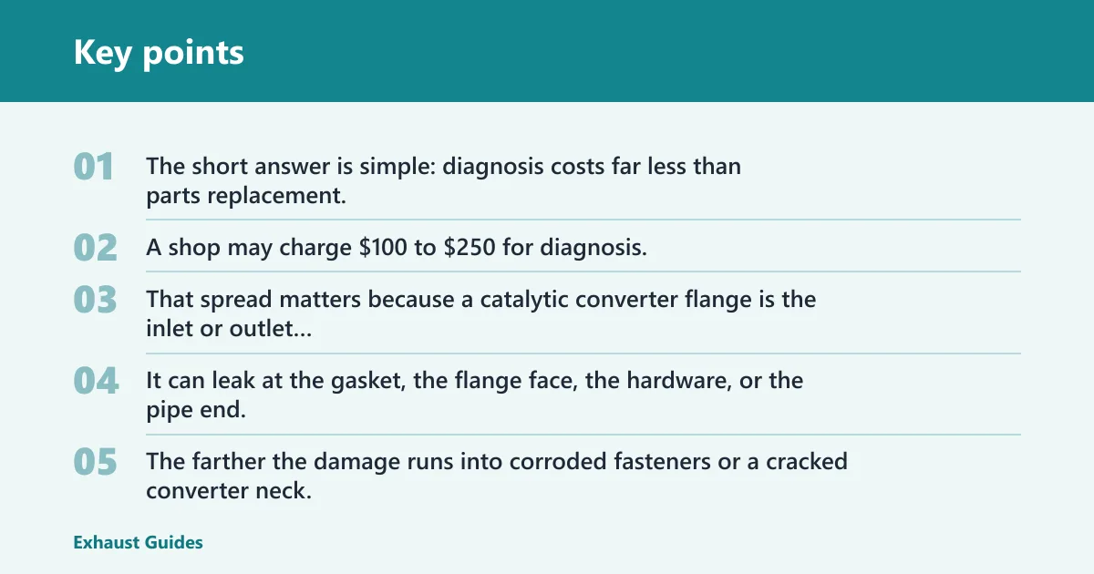 Key points: Catalytic converter flange leak cost