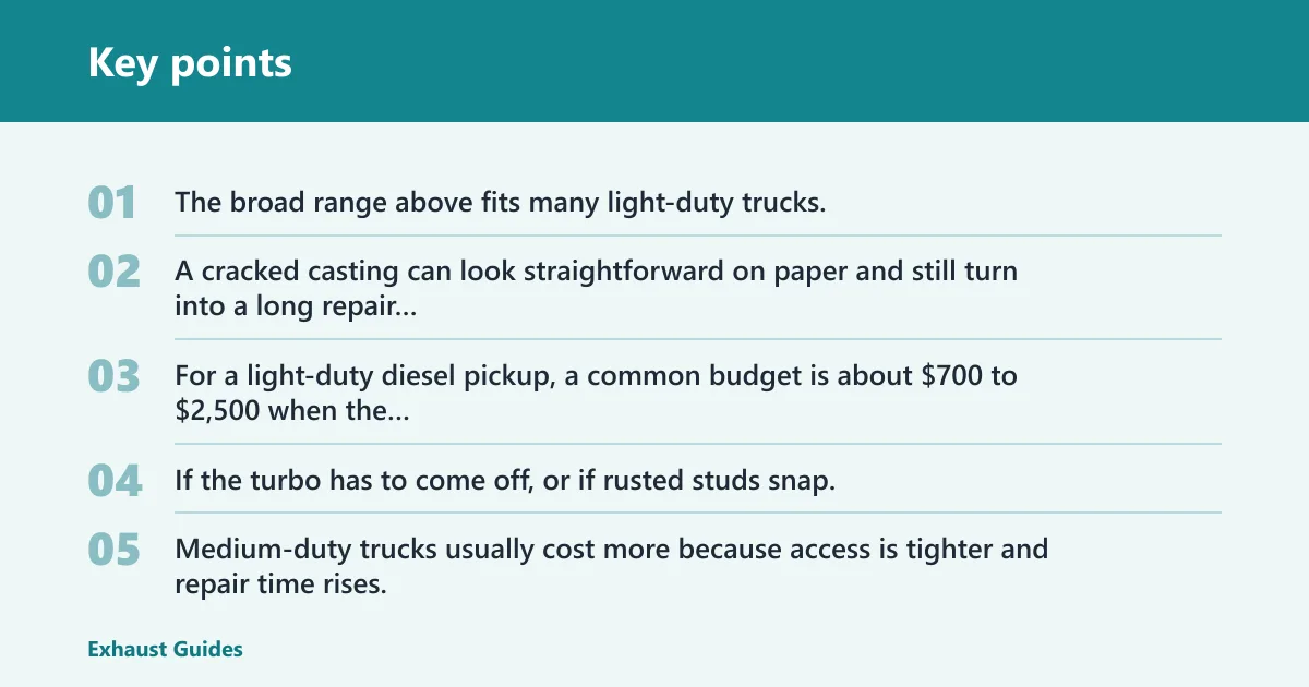 Key points: Diesel manifold replacement cost