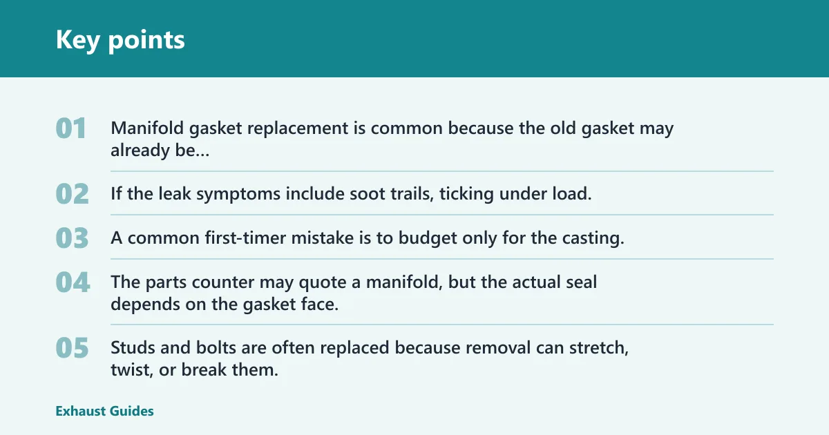 Key points: What usually gets replaced with the manifold?