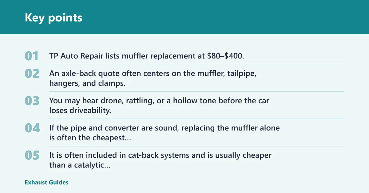 Key points: How much each exhaust section usually costs