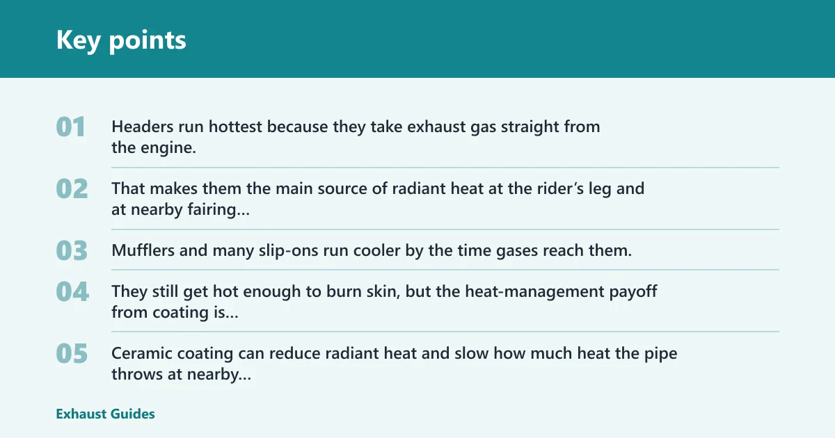 Key points: Exhaust heat and rider comfort