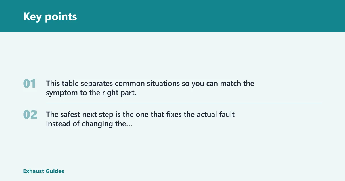 Key points: Muffler delete scenarios decision table