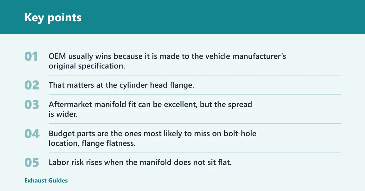 Key points: Exhaust manifold decision matrix