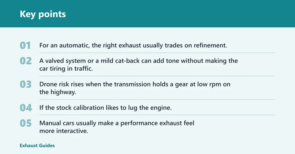 Key points: Performance exhaust decision table