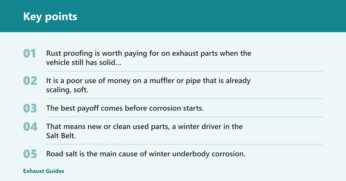 Key points: Verdict on exhaust rust proofing