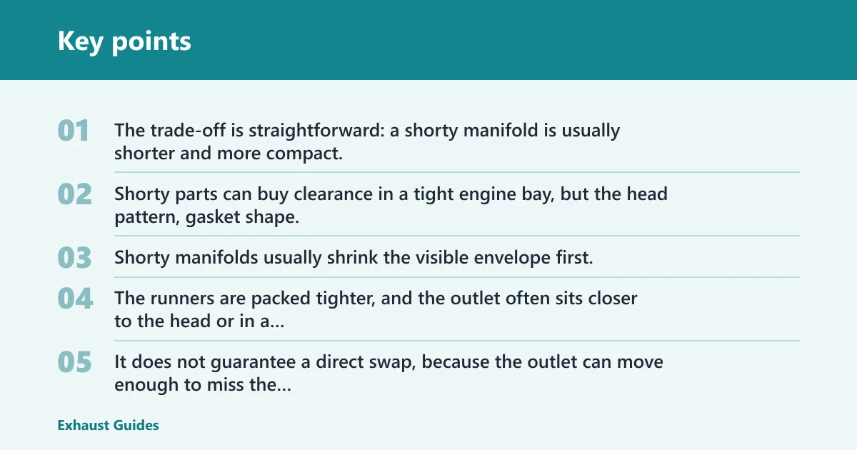 Key points: Shorty vs stock exhaust manifold dimensions: what actually changes