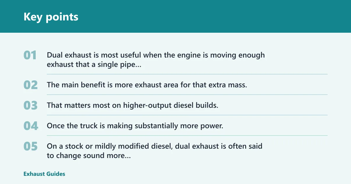 Key points: Does dual exhaust add horsepower on a diesel?
