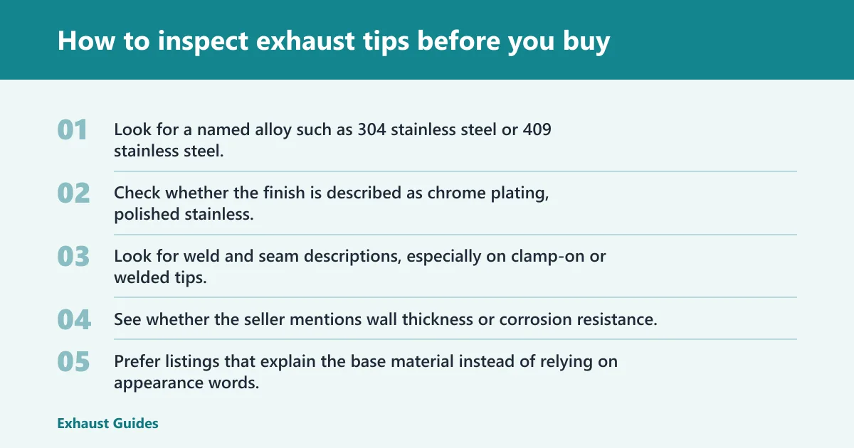 Steps: How to inspect exhaust tips before you buy